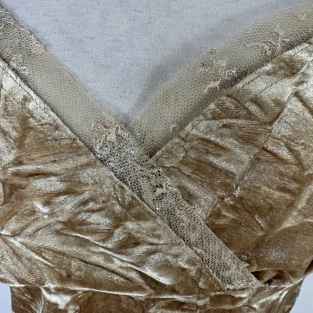 Byerwear Velvet Women's Size Large Gold Y2K Strap Stretch Tank Top
